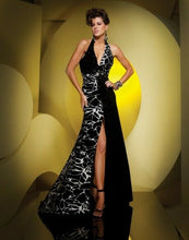 Load image into Gallery viewer, Tony Bowls Grad Animal Print Prom Dress 111520 Black/White