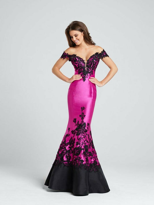 Ellie Wilde Grad Prom Dress EW117037 Hot Pink/Black