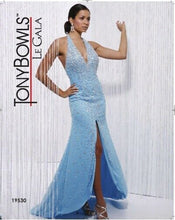 Load image into Gallery viewer, Tony Bowls Le Gala Beaded Halter Prom Dress 19530 Turquoise