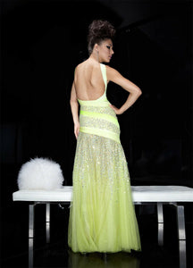 Xcite Two Tone Neon Prom Dress 3773 Yellow/Cypress