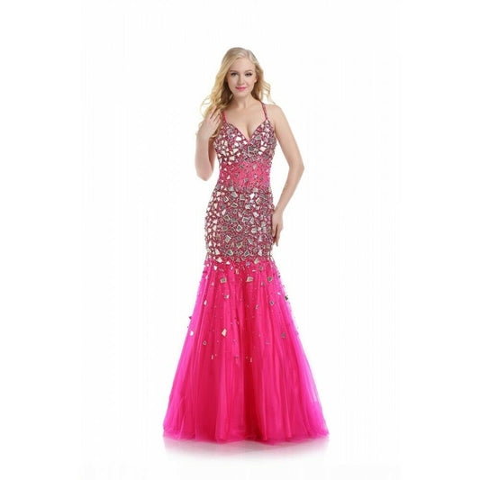 Romance Couture Sheer Rhinestone Grad Prom Dress RM5012