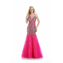 Load image into Gallery viewer, Romance Couture Sheer Rhinestone Grad Prom Dress RM5012
