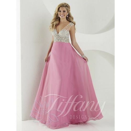 Tiffany Designs Chiffon Beaded Prom Dress 16190 Pastel Orchid/Nude