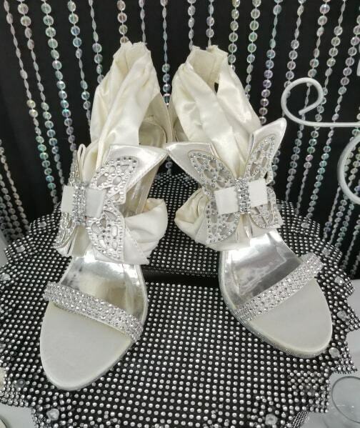 Butterfly Bridal Wedding High Heels - Ivory/Silver