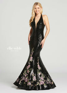 Ellie Wilde Grad Prom Dress EW118133 Black/Multi