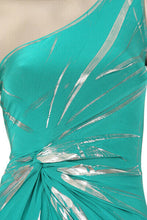 Load image into Gallery viewer, SEXY TEAL/SILVER FOIL ONE SHOULDER TUNIC TOP/DRESS - NWT