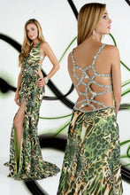 Load image into Gallery viewer, Xcite Chiffon Print Prom Dress 32216 Green Multi