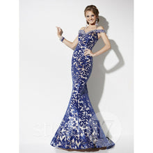 Load image into Gallery viewer, Studio 17 Sequin Mermaid Prom Dress 12540 Midnight/Nude
