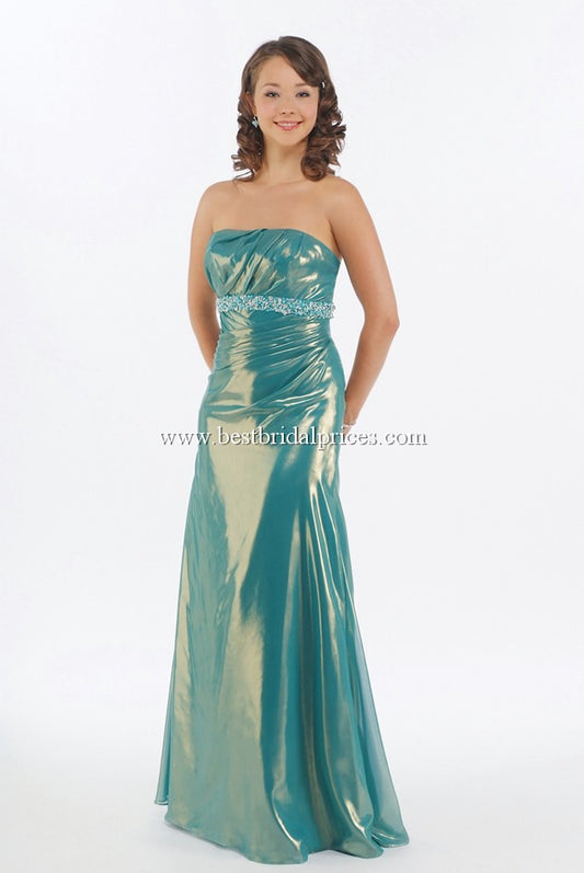 Mystique Metallic Lame Strapless Dress 3907 Peacock