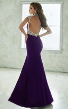 Load image into Gallery viewer, Tiffany Designs Jersey Rhinestone Grad Gown 46039 Majestic Purple