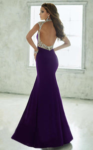Tiffany Designs Jersey Rhinestone Grad Gown 46039 Majestic Purple