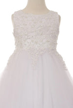 Load image into Gallery viewer, Tulle Flowergirl Pearl &amp; Lace Bodice - White