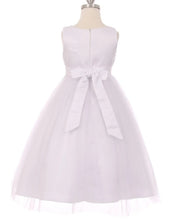 Load image into Gallery viewer, Tulle Flowergirl Pearl Ruched Bodice - White