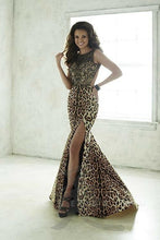 Load image into Gallery viewer, Tiffany Designs Jersey Mermaid Prom Dress 46071 Leopard/Nude