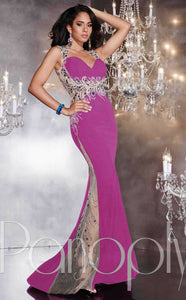 Panoply Jersey Beaded Grad Prom Dress 14774 Purple Multi