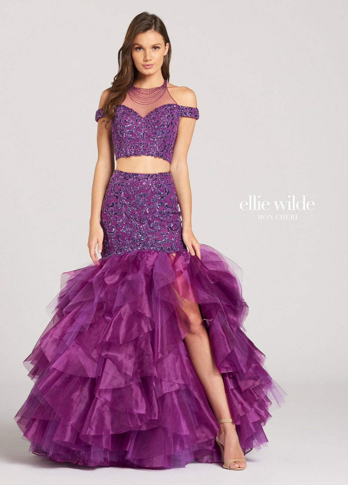 Ellie Wilde Grad Prom Dress EW118107 Purple
