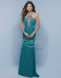 Splash Lace Halter Prom Dress J717 Teal