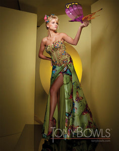 Tony Bowls Prom Dress Lime/Multi Butterfly Print 111508