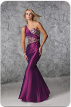 Load image into Gallery viewer, Xcite Taffeta One Shoulder Prom Dress 32367 Purple/Nude