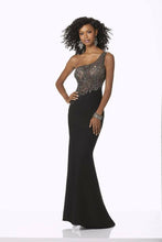 Load image into Gallery viewer, Morilee One Shoulder Grad Prom Dress 42120 Black/Gunmetal