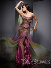 Load image into Gallery viewer, Tony Bowls Evenings Chiffon Print Prom Dress TBE21033 Purple/Multi