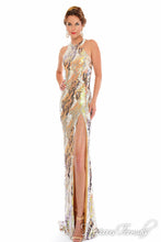 Load image into Gallery viewer, Precious Formals Sequin Low Back Grad Prom Dress L3792 Multi/Champagne