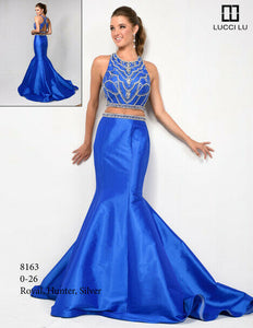 Lucci Lu Two Piece Grad Prom Dress 8163 Royal Blue