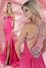 Load image into Gallery viewer, Xcite Fancy Back Satin Grad Prom Dress 32283 Fuchsia