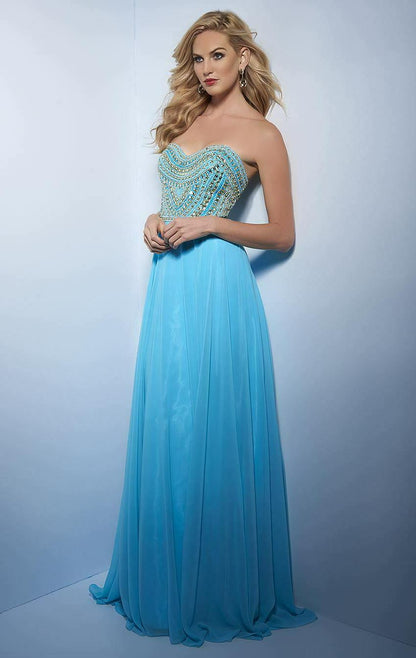 Splash Chiffon Strapless Grad Prom Dress H429 Aqua