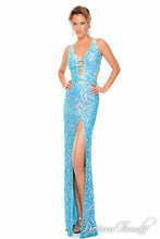 Load image into Gallery viewer, Precious Formals Sequin Low Back Prom Dress P9105 Crystal Turquoise