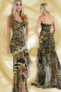 Xcite Printed Chiffon Prom Dress 32277 Leopard