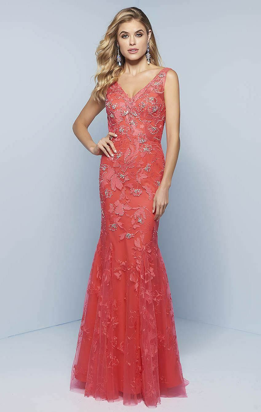 Splash Lace Fit & Flare Prom Dress J785 Watermelon