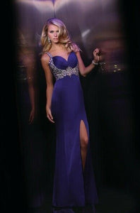 Xcite Satin Low Back Prom Dress 30346 Purple