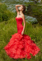 Morilee Mermaid Ruffle Prom Dress 99011 Red