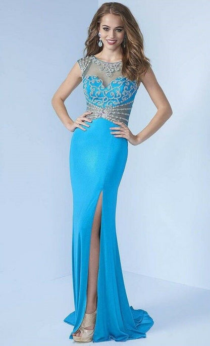 Splash Metallic Jersey Grad Prom Dress J480 Turquiose