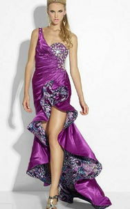 Riva Designs High Low One Shoulder Prom Dress R9635 Purple