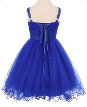 Load image into Gallery viewer, Royal Blue Rhinestone Tulle Girl&#39;s Gown w/ Corset