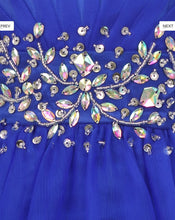 Load image into Gallery viewer, Royal Blue Rhinestone Tulle Girl&#39;s Gown w/ Corset