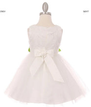 Load image into Gallery viewer, Tulle Flowergirl Dress with Floral Belt - White