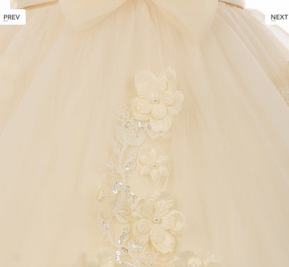 Floral High Low Flowergirl Dress - Champagne