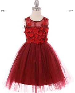 Lace Flowergirl Dress - Burgundy