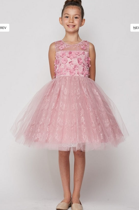 Lace Flowergirl Dress - Rose