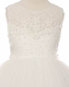 Tulle & Floral Flowergirl Dress - Ivory