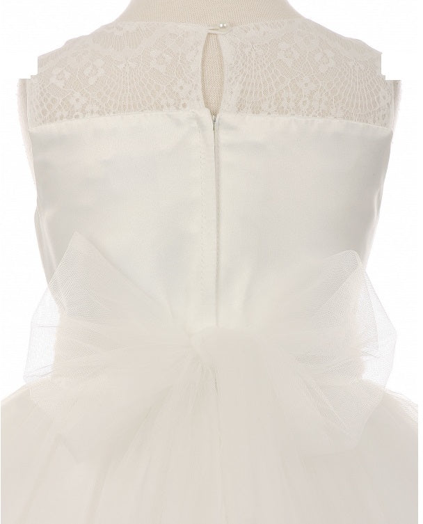 Tulle & Floral Flowergirl Dress - Ivory