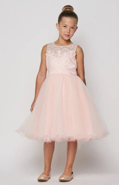 Tulle & Floral Flowergirl Dress - Ivory