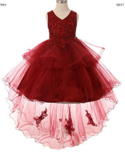 Load image into Gallery viewer, Layered High Low Flowergirl Dress - Burgundy