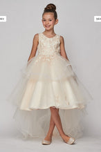 Load image into Gallery viewer, Layered High Low Flowergirl Dress - Champagne