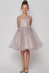 Tulle Flowergirl Lace with Lace Bodice - Mauve