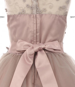 Tulle Flowergirl Lace with Lace Bodice - Mauve