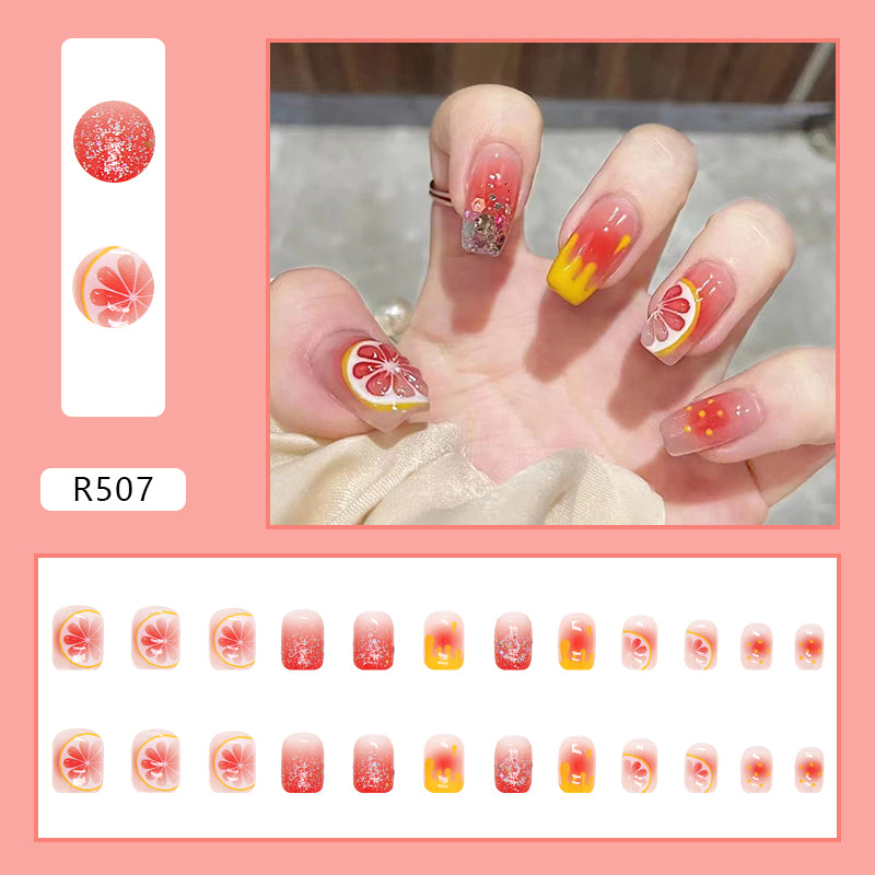 Orange Slice Press On Nail Set